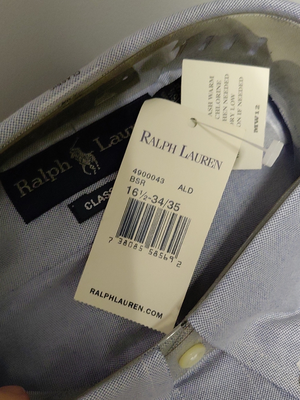 Ralph Lauren Classic Fit Light Blue Button-Down Oxford Shirt NWT - Picture 4 of 5